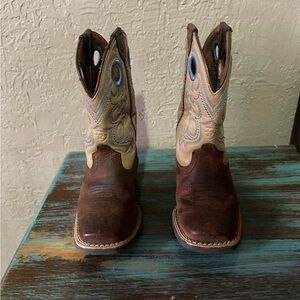 Ariat Brown and Blue Leather Boots